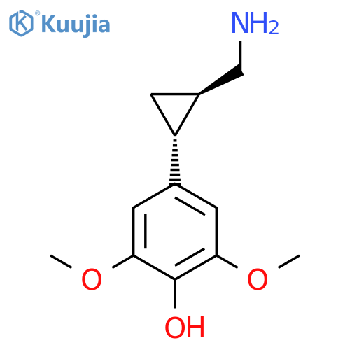 rac-4-(1R,2R)-2-(aminomethyl)cyclopropyl-2,6-dimethoxyphenol structure