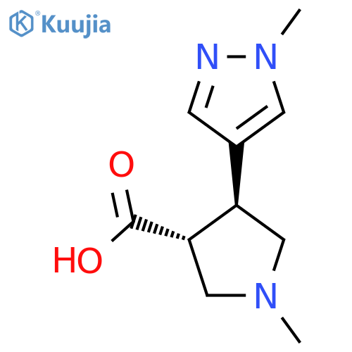 1-methyl-4-(1-methyl-1H-pyrazol-4-yl)pyrrolidine-3-carboxylic acid structure