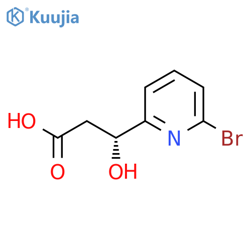 (3R)-3-(6-bromopyridin-2-yl)-3-hydroxypropanoic acid structure