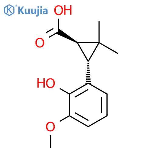 rac-(1R,3R)-3-(2-hydroxy-3-methoxyphenyl)-2,2-dimethylcyclopropane-1-carboxylic acid structure