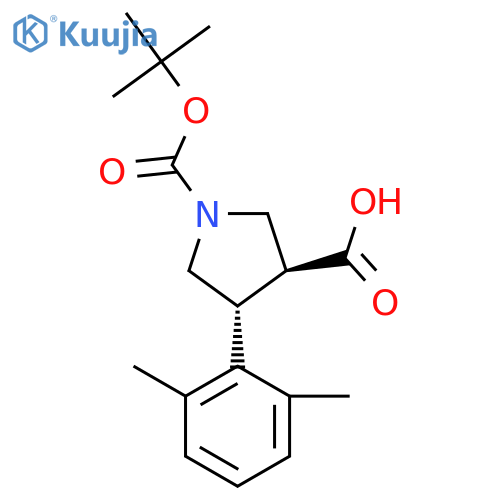 rac-(3R,4S)-1-(tert-butoxy)carbonyl-4-(2,6-dimethylphenyl)pyrrolidine-3-carboxylic acid structure