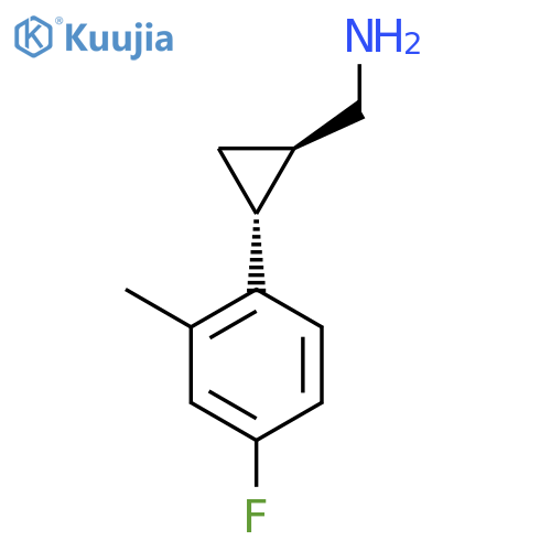 rac-(1R,2R)-2-(4-fluoro-2-methylphenyl)cyclopropylmethanamine structure