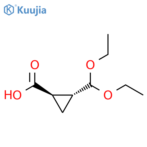 rac-(1R,2R)-2-(diethoxymethyl)cyclopropane-1-carboxylic acid structure