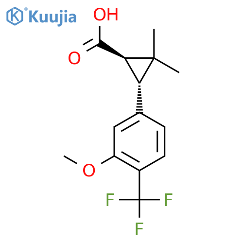 rac-(1R,3R)-3-3-methoxy-4-(trifluoromethyl)phenyl-2,2-dimethylcyclopropane-1-carboxylic acid structure