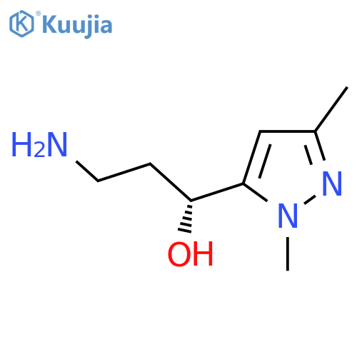 (1R)-3-amino-1-(1,3-dimethyl-1H-pyrazol-5-yl)propan-1-ol structure