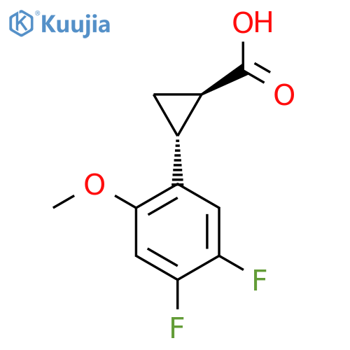 rac-(1R,2R)-2-(4,5-difluoro-2-methoxyphenyl)cyclopropane-1-carboxylic acid structure