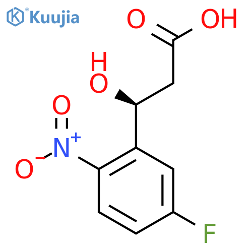 (3S)-3-(5-fluoro-2-nitrophenyl)-3-hydroxypropanoic acid structure