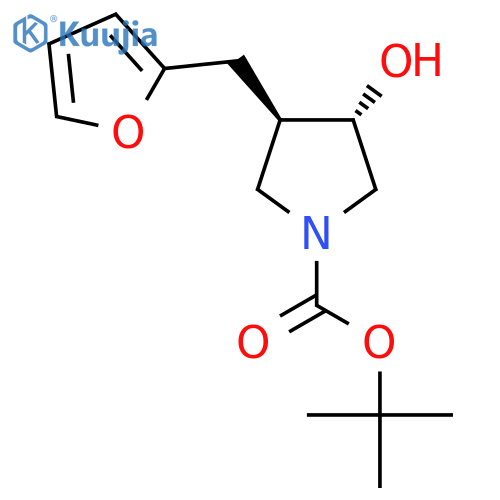 rac-tert-butyl (3R,4S)-3-(furan-2-yl)methyl-4-hydroxypyrrolidine-1-carboxylate structure