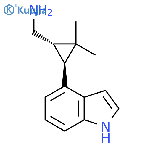 rac-(1R,3R)-3-(1H-indol-4-yl)-2,2-dimethylcyclopropylmethanamine structure