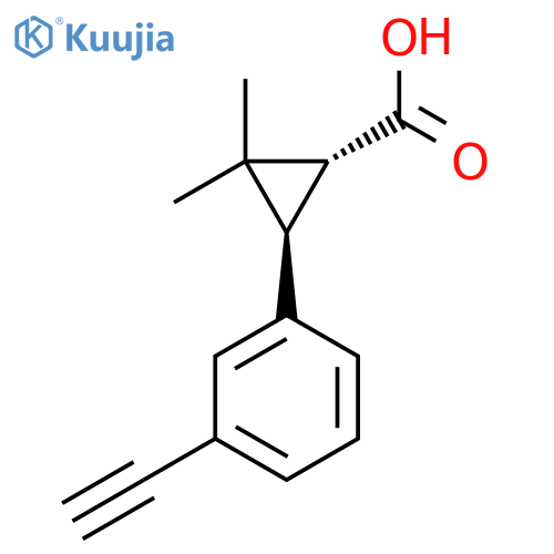 rac-(1R,3R)-3-(3-ethynylphenyl)-2,2-dimethylcyclopropane-1-carboxylic acid structure