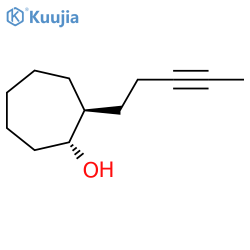 rac-(1R,2S)-2-(pent-3-yn-1-yl)cycloheptan-1-ol structure