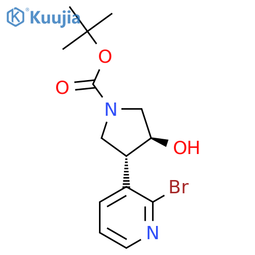 rac-tert-butyl (3R,4S)-3-(2-bromopyridin-3-yl)-4-hydroxypyrrolidine-1-carboxylate structure