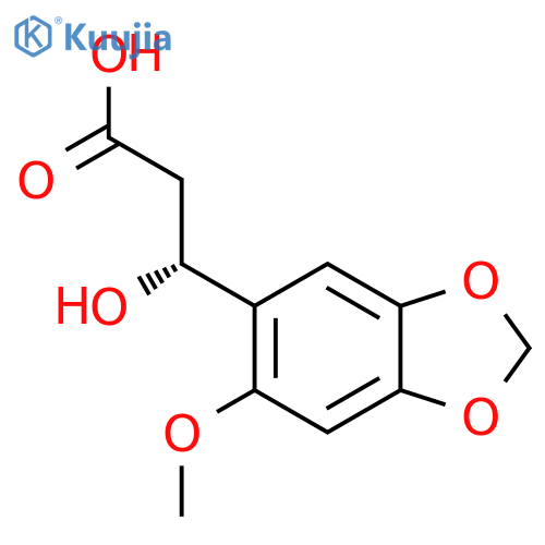 (3R)-3-hydroxy-3-(6-methoxy-1,3-dioxaindan-5-yl)propanoic acid structure