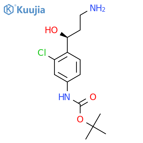 tert-butyl N-{4-(1S)-3-amino-1-hydroxypropyl-3-chlorophenyl}carbamate structure