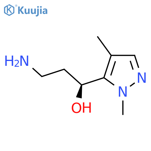(1S)-3-amino-1-(1,4-dimethyl-1H-pyrazol-5-yl)propan-1-ol structure