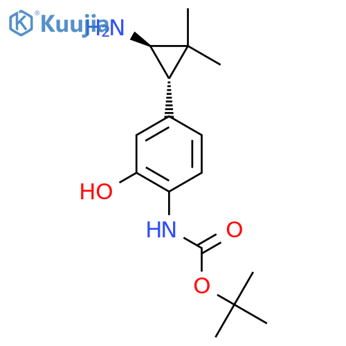 rac-tert-butyl N-{4-[(1R,3S)-3-amino-2,2-dimethylcyclopropyl]-2-hydroxyphenyl}carbamate structure