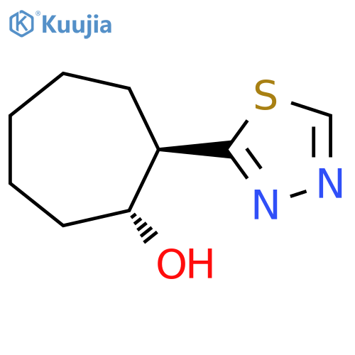 rac-(1R,2R)-2-(1,3,4-thiadiazol-2-yl)cycloheptan-1-ol structure