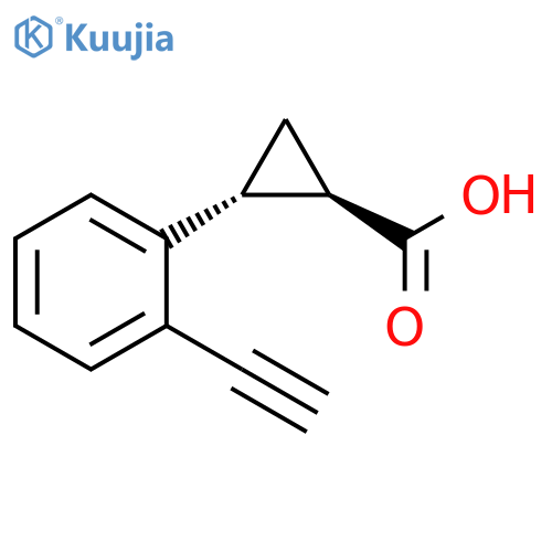 rac-(1R,2R)-2-(2-ethynylphenyl)cyclopropane-1-carboxylic acid structure