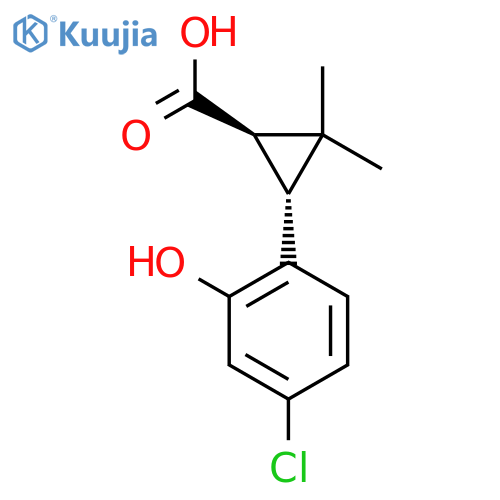rac-(1R,3R)-3-(4-chloro-2-hydroxyphenyl)-2,2-dimethylcyclopropane-1-carboxylic acid structure