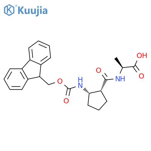 (2S)-2-{(1RS,2SR)-2-({(9H-fluoren-9-yl)methoxycarbonyl}amino)cyclopentylformamido}propanoic acid structure