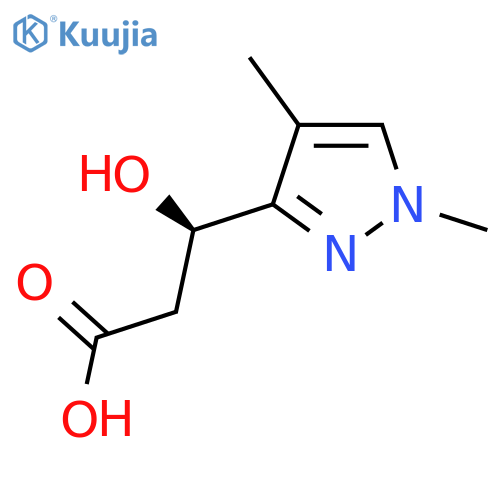 (3R)-3-(1,4-dimethyl-1H-pyrazol-3-yl)-3-hydroxypropanoic acid structure