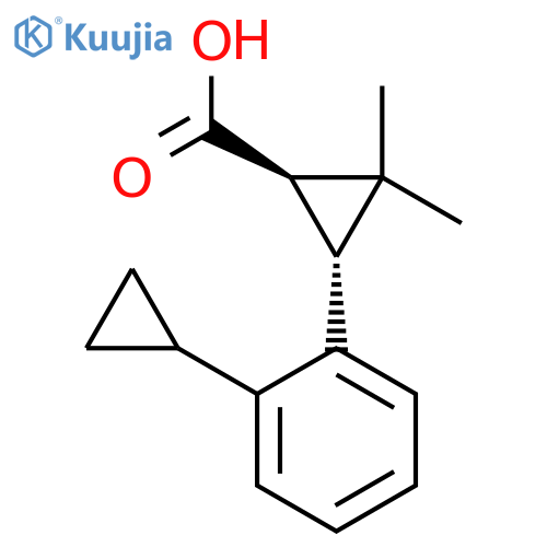 rac-(1R,3R)-3-(2-cyclopropylphenyl)-2,2-dimethylcyclopropane-1-carboxylic acid structure