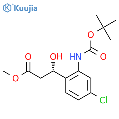 methyl (3S)-3-(2-{(tert-butoxy)carbonylamino}-4-chlorophenyl)-3-hydroxypropanoate structure