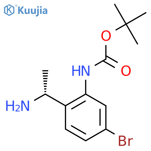 tert-butyl N-{2-[(1R)-1-aminoethyl]-5-bromophenyl}carbamate structure