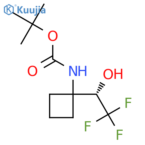 tert-butyl N-{1-(1S)-2,2,2-trifluoro-1-hydroxyethylcyclobutyl}carbamate structure