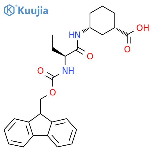 (1RS,3SR)-3-(2S)-2-({(9H-fluoren-9-yl)methoxycarbonyl}amino)butanamidocyclohexane-1-carboxylic acid structure