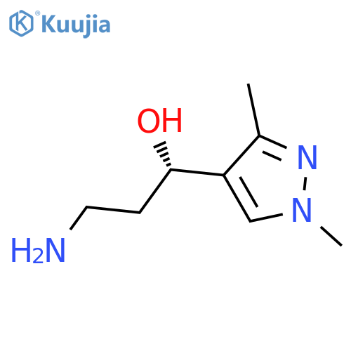 (1S)-3-amino-1-(1,3-dimethyl-1H-pyrazol-4-yl)propan-1-ol structure