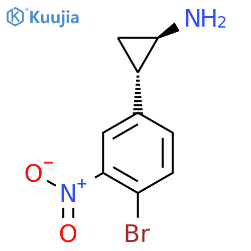 rac-(1R,2S)-2-(4-bromo-3-nitrophenyl)cyclopropan-1-amine structure