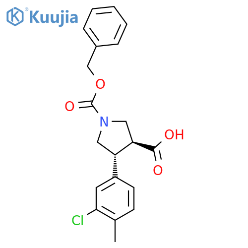 rac-(3R,4S)-1-(benzyloxy)carbonyl-4-(3-chloro-4-methylphenyl)pyrrolidine-3-carboxylic acid structure