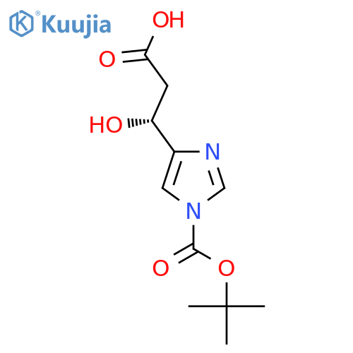 (3R)-3-{1-(tert-butoxy)carbonyl-1H-imidazol-4-yl}-3-hydroxypropanoic acid structure