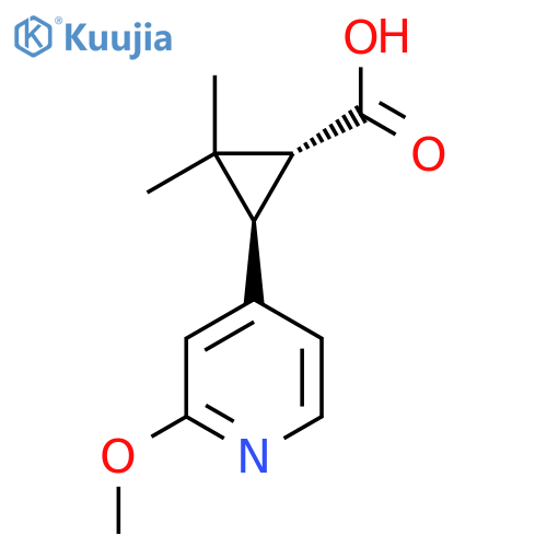 rac-(1R,3R)-3-(2-methoxypyridin-4-yl)-2,2-dimethylcyclopropane-1-carboxylic acid structure
