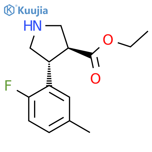 rac-ethyl (3R,4S)-4-(2-fluoro-5-methylphenyl)pyrrolidine-3-carboxylate structure