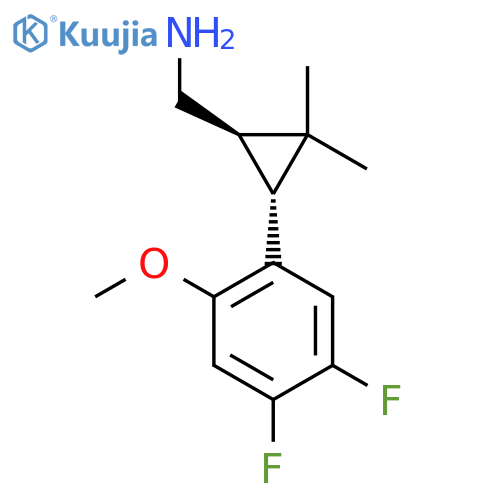 rac-(1R,3R)-3-(4,5-difluoro-2-methoxyphenyl)-2,2-dimethylcyclopropylmethanamine structure