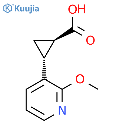 rac-(1R,2R)-2-(2-methoxypyridin-3-yl)cyclopropane-1-carboxylic acid structure
