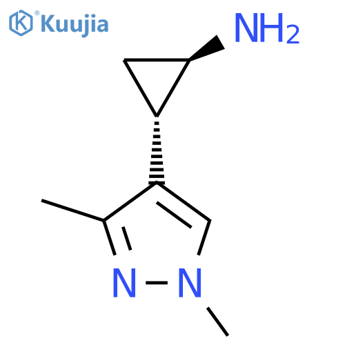 rac-(1R,2S)-2-(1,3-dimethyl-1H-pyrazol-4-yl)cyclopropan-1-amine structure