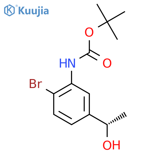 tert-butyl N-{2-bromo-5-(1S)-1-hydroxyethylphenyl}carbamate structure
