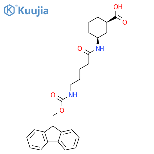 rac-(1R,3S)-3-5-({(9H-fluoren-9-yl)methoxycarbonyl}amino)pentanamidocyclohexane-1-carboxylic acid structure