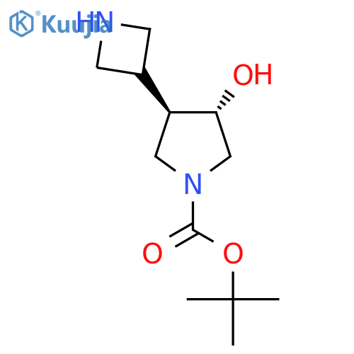 rac-tert-butyl (3R,4S)-3-(azetidin-3-yl)-4-hydroxypyrrolidine-1-carboxylate structure