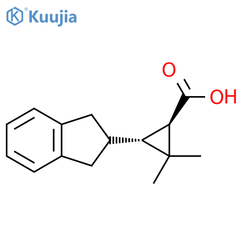 rac-(1R,3R)-3-(2,3-dihydro-1H-inden-2-yl)-2,2-dimethylcyclopropane-1-carboxylic acid structure