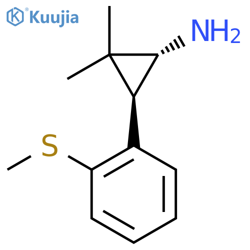 rac-(1R,3R)-2,2-dimethyl-3-2-(methylsulfanyl)phenylcyclopropan-1-amine structure