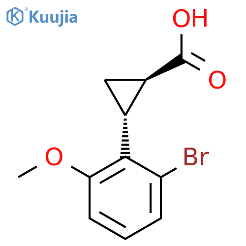 rac-(1R,2R)-2-(2-bromo-6-methoxyphenyl)cyclopropane-1-carboxylic acid structure