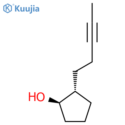 rac-(1R,2S)-2-(pent-3-yn-1-yl)cyclopentan-1-ol structure
