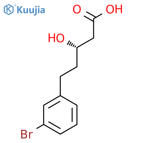 (3S)-5-(3-bromophenyl)-3-hydroxypentanoic acid structure