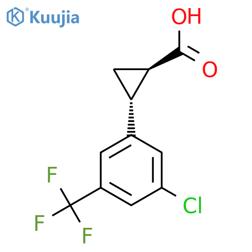 rac-(1R,2R)-2-[3-chloro-5-(trifluoromethyl)phenyl]cyclopropane-1-carboxylic acid structure