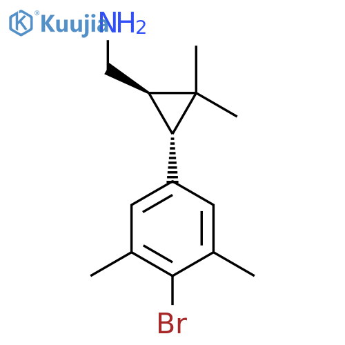 rac-(1R,3R)-3-(4-bromo-3,5-dimethylphenyl)-2,2-dimethylcyclopropylmethanamine structure