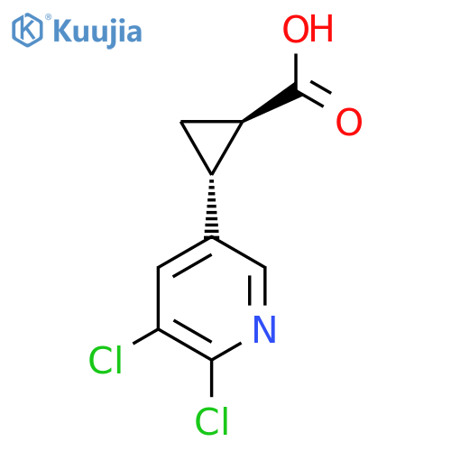 rac-(1R,2R)-2-(5,6-dichloropyridin-3-yl)cyclopropane-1-carboxylic acid structure